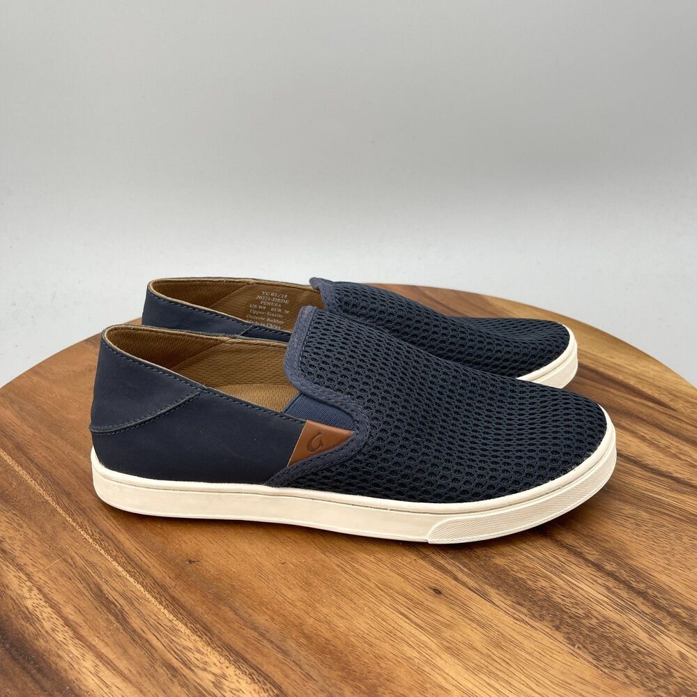 Olukai Pehuea Shoes Womens Size 8 Navy Comfort Casual Walking Slip On Sneakers